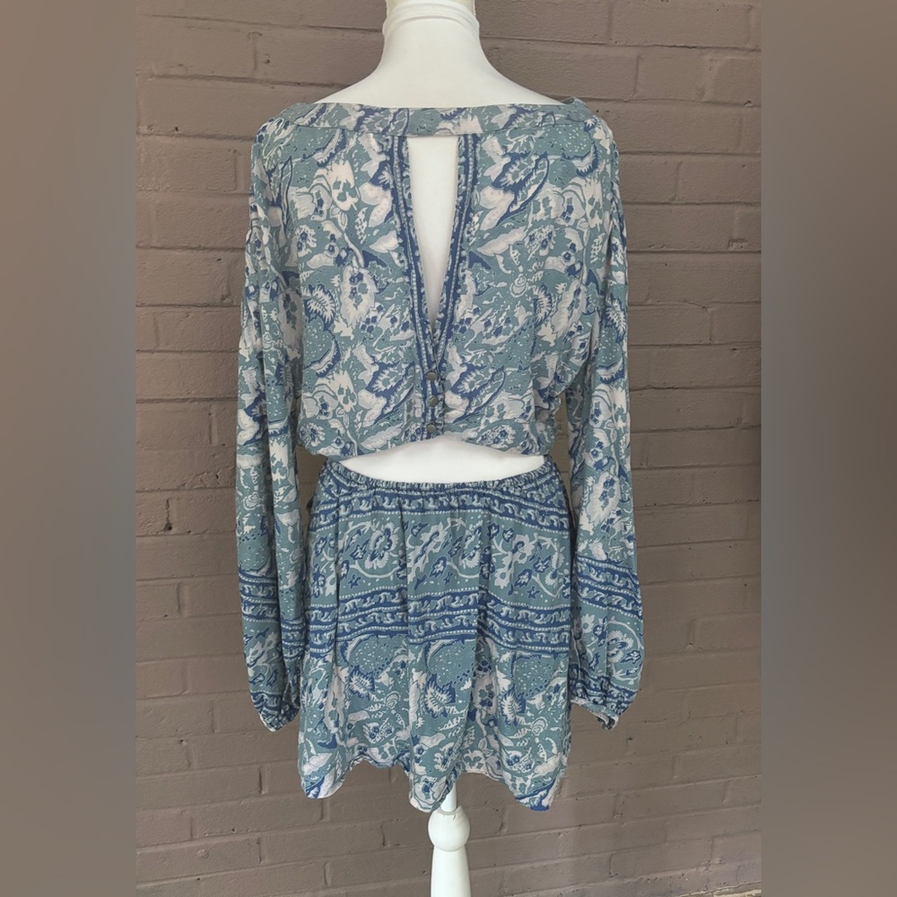 Free People print open back disconnected dress  S